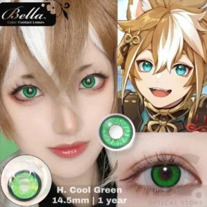 Bella Highlight Cool Green Color Contact Lens, Disposable cosmetic eye lens