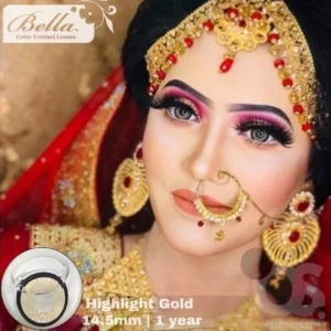 Bella Highlight Gold Color Contact Lens, Disposable cosmetic eye lens