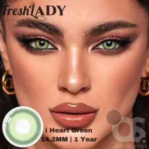 Freshlady I Heart Green white Color Contact Lens, Disposable cosmetic eye lens